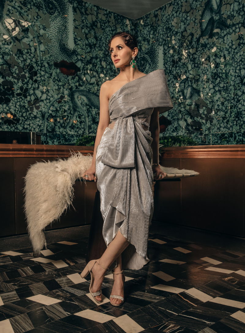 One shoulder structured dress hot sale