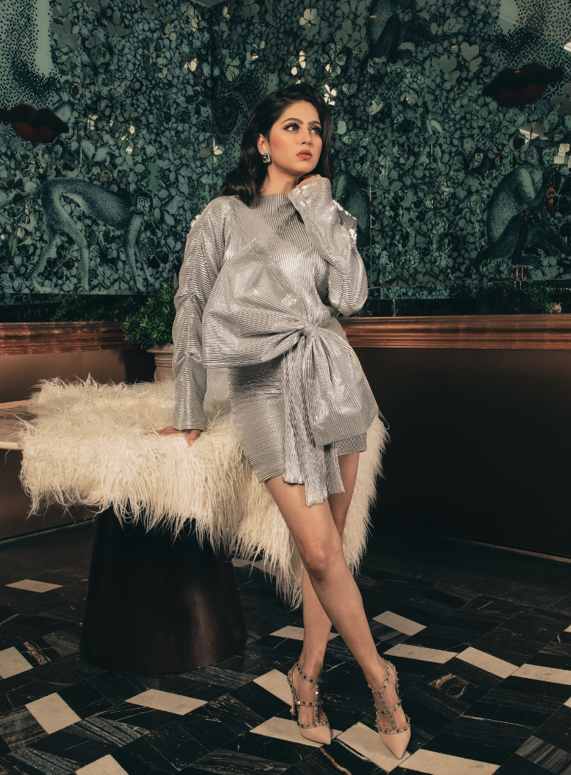 Accentuated Big Bow Short Dress